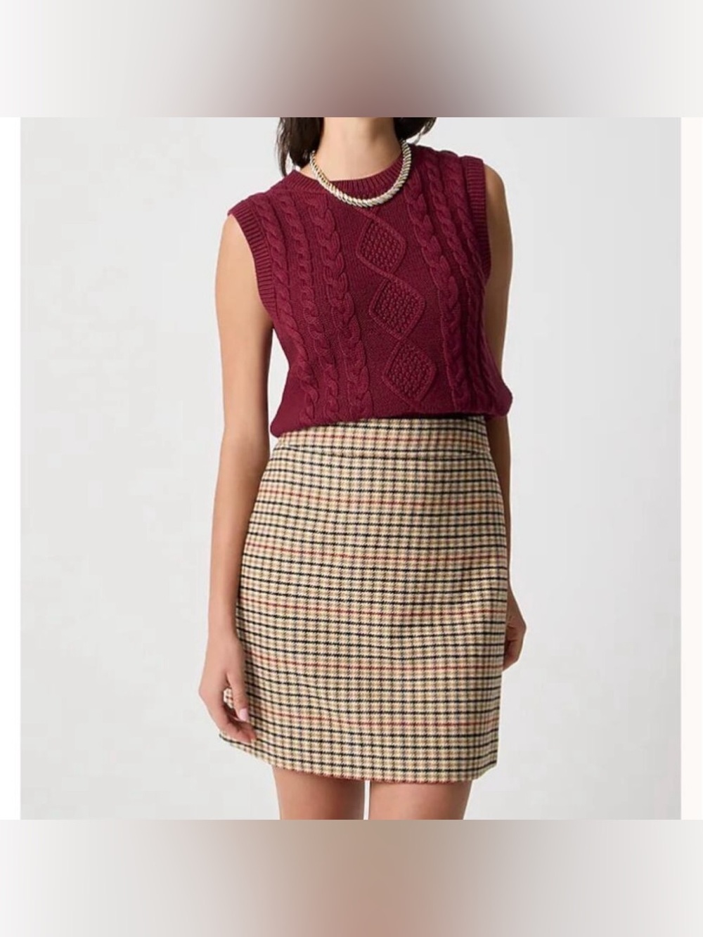 J. Crew Factory Plaid wool-blend A-line mini skirt BK386 Size 10